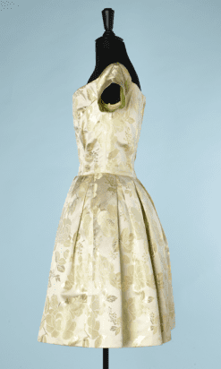 B0600-Robe-Nin-Ricci-en-satin-broché-or-et-vert-T36-001