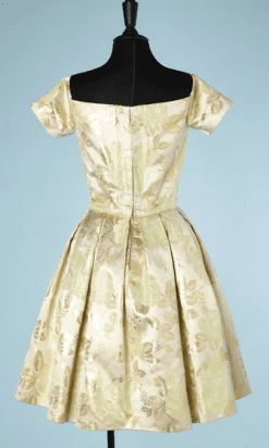 B0600-Robe-Nin-Ricci-en-satin-broché-or-et-vert-T36-001