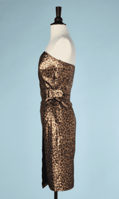 B0659-Robe-bustier-en-polyester-et-lamé-imprimé-panthère-Karl-Lagerfeld-T36-001