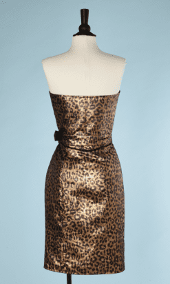 B0659-Robe-bustier-en-polyester-et-lamé-imprimé-panthère-Karl-Lagerfeld-T36-001