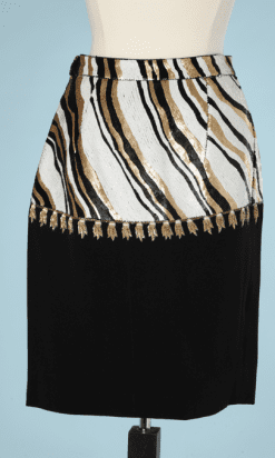 B0676-Jupe-Valentino-night-noire-pailletée-blanc-or-noir-T38-001