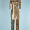 B0688-Robe-et-pantalon-Versace-en-polyamide-or-imprimé-panthère-T38-001