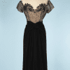 B0707-Robe-1940-en-crêpe-noir-haut-en-dentelle-doublé-nude-T3638-001