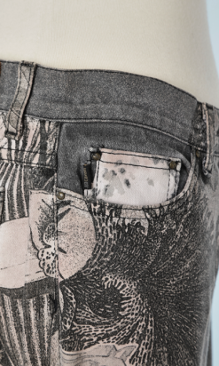 B1710-Jean-en-toile-gris-et-blanc-imprimé-pailleté-Roberto-Cavalli-T40-01