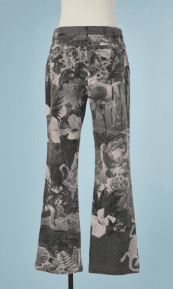 B1710-Jean-en-toile-gris-et-blanc-imprimé-pailleté-Roberto-Cavalli-T40-01