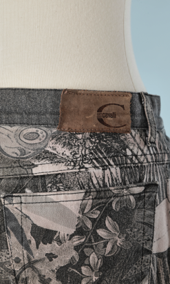 B1710-Jean-en-toile-gris-et-blanc-imprimé-pailleté-Roberto-Cavalli-T40-01