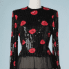 B1745-Blouse-vintage-mousseline-noir-brodé-rouge-André-Laug-T42-01