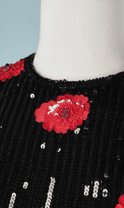 B1745-Blouse-vintage-mousseline-noir-brodé-rouge-André-Laug-T42-01