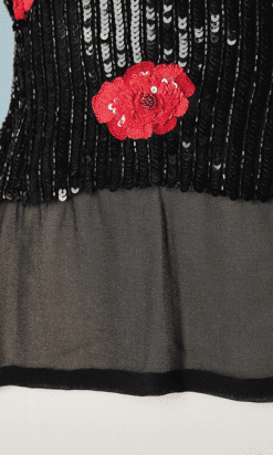 B1745-Blouse-vintage-mousseline-noir-brodé-rouge-André-Laug-T42-01