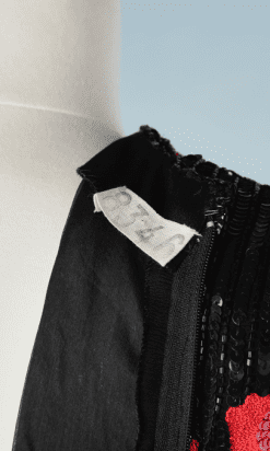 B1745-Blouse-vintage-mousseline-noir-brodé-rouge-André-Laug-T42-01
