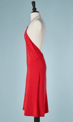 B1749-Robe-en-jersey-rouge-dos-nu-chainettes-avec-strass-Versace-T38-01