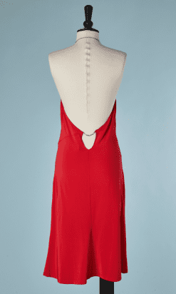 B1749-Robe-en-jersey-rouge-dos-nu-chainettes-avec-strass-Versace-T38-01