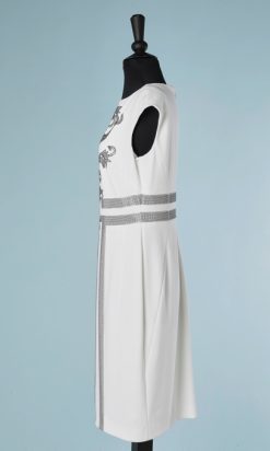 B1757-Robe-blanche-petits-strass-noir-et-blanche-Versace-T40-01