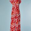 B1792-Combinaison-pantalon-Chanel-en-soie-rouge-imprimé-blanc-orange-mauve-T36-01