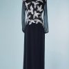 B1801-Robe-de-défilé-André-Laug-marine-haut-mousseline-pailleté-T38-01