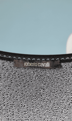 B2159-Robe-longue-en-maille-stretch-noir-grise-et-blanche-Roberto-Cavalli-t46-01