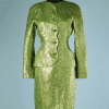 B2173-Tailleur-Ungaro-en-satin-vert-broché-or-t36-01