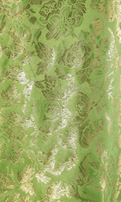 B2173-Tailleur-Ungaro-en-satin-vert-broché-or-t36-01