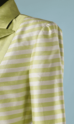 B2174-Tailleur-vintage-en-soie-sauvage-vert-rayures-blanches-t36-01