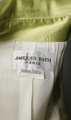 B2174-Tailleur-vintage-en-soie-sauvage-vert-rayures-blanches-t36-01