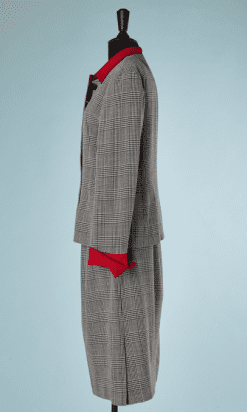 B2176-Tailleur-en-lainage-écossais-blanc-noir-rouge-Christian-Dior-t36-01