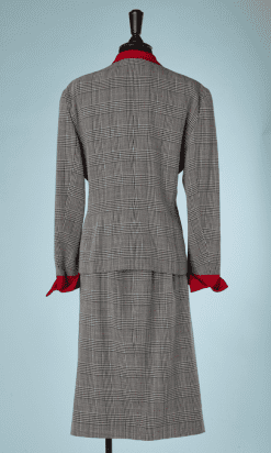 B2176-Tailleur-en-lainage-écossais-blanc-noir-rouge-Christian-Dior-t36-01