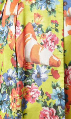 B2196-Robe-Moschino-couture-vert-anis-imprimé-fleurs-t36-01