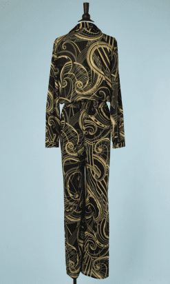 B2208-Combinaison-pantalon-Versace-noire-ocre-jaune-t42-01