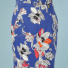 B2219-Jupe-en-coton-bleu-imprimé-fleurs-Versace-T42-01