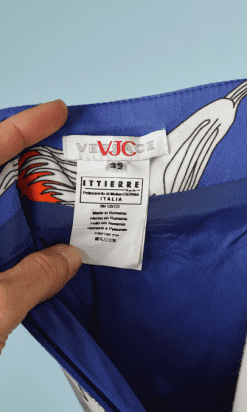 B2219-Jupe-en-coton-bleu-imprimé-fleurs-Versace-T42-01