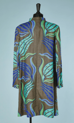 B2228-Manteau-en-lin-imprimé-kaki-vert-turquoise-bleu-Versace-T44-01.
