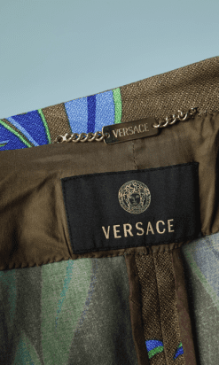 B2228-Manteau-en-lin-imprimé-kaki-vert-turquoise-bleu-Versace-T44-01.