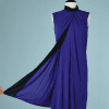 B2232-Robe-avec-cape-Jean-Paul-Gaultier-en-jersey-bleu-roy-T40-01