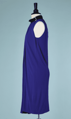 B2232-Robe-avec-cape-Jean-Paul-Gaultier-en-jersey-bleu-roy-T40-01