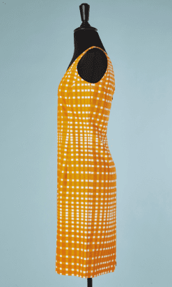 B2267-Ensemble-robe-et-manteau-orange-à-carreaux-blanc-Nina-Ricci-T3840-01