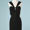B2282-Robe-Thierry-Mugler-en-piqué-de-coton-noir-brettelles-croisées-poitrine-T38-01