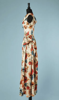 B2316-Robe-longue-1940-en-satin-imprimé-coquelicots-et-pois-T3436-01.