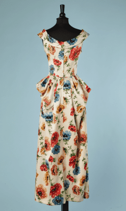 B2316-Robe-longue-1940-en-satin-imprimé-coquelicots-et-pois-T3436-01.