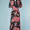 B2356-Robe-1940-en-rayonne-noir-imprimé-de-fleurs-roses-01