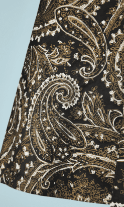 B2547-Tailleur-jupe-circle-imprimé-cachemire-et-haut-en-velours-noir-T40-01
