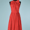 B2616-Robe-1950-en-coton-rouge-à-pois-blancs-noeud-col-T36-01