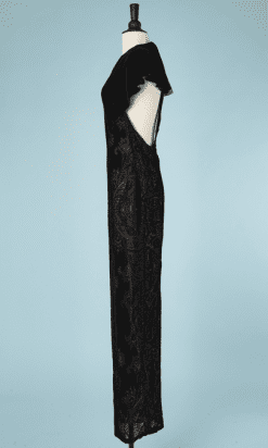 B2626-Robe-longue-Roberto-Cavalli-en-velours-dévoré-noir-T38-01.