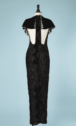 B2626-Robe-longue-Roberto-Cavalli-en-velours-dévoré-noir-T38-01.