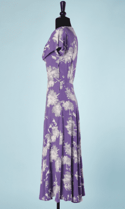 B2662-Robe-longue-1930-en-rayonne-mauve-imprimé-blanc-T3234-01