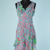 B2667-Robe-Versace-en-mousseline-bleue-verte-rose-à-volants-T38-01