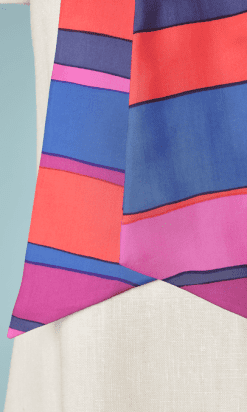 B2704-Robe-1960-en-lin-beige-col-foulard-en-soie-multicolore-T42-01