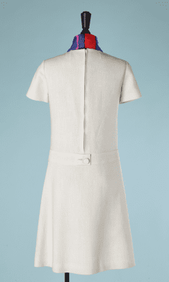 B2704-Robe-1960-en-lin-beige-col-foulard-en-soie-multicolore-T42-01