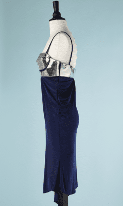 B2705-Robe-bleu-éléctrique-soutien-gorge-argent-plastique-Versace-VJC-T38-40-01