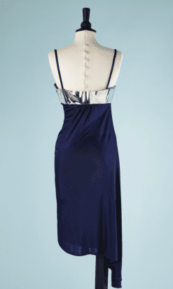 B2705-Robe-bleu-éléctrique-soutien-gorge-argent-plastique-Versace-VJC-T38-40-01