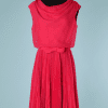 B2713-Robe-1960-cocktail-en-voile-fushsia-plissé-soleil-noeud-taille-T36-01